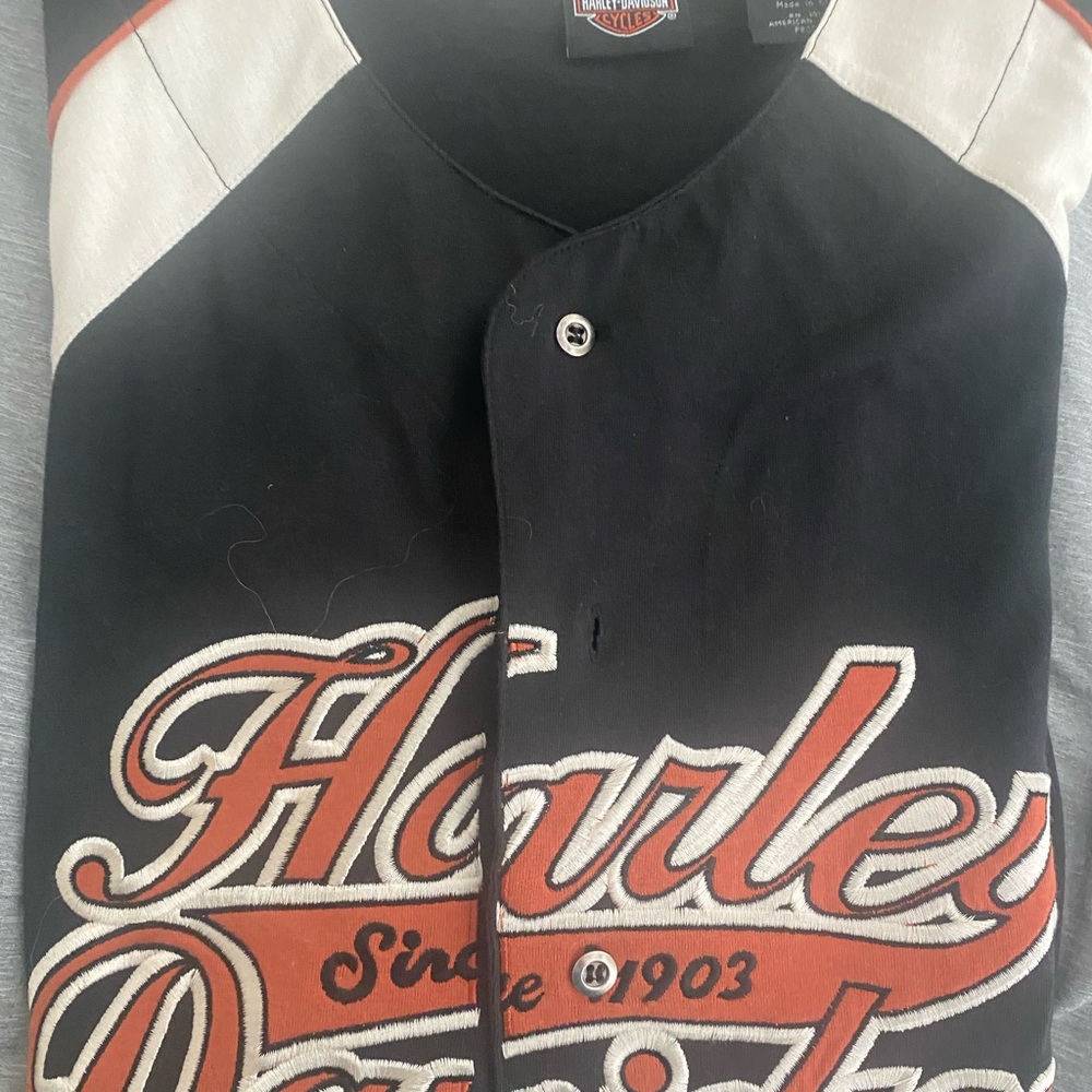 Harley-Davidson Black and Orange Logo Shirt